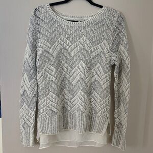 Lucky Brand Gray and Cream Chevron Sweater